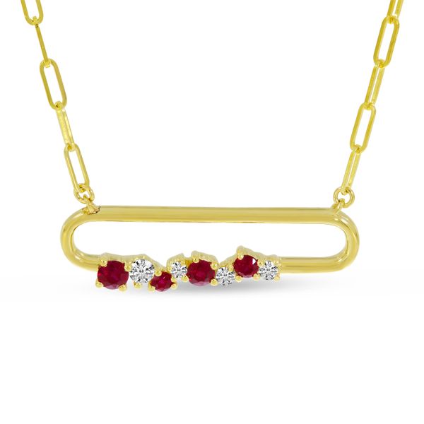 14K Yellow Gold Ruby Precious Paperclip Necklace Clater Jewelers Louisville, KY