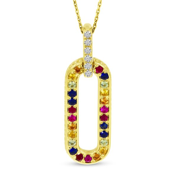 14K White Gold Rainbow Necklace Charm