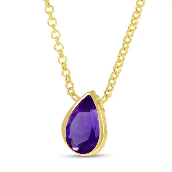 14K Yellow Gold Semi Amethyst Large Pear Necklace Image 2 Lewis Jewelers, Inc. Ansonia, CT