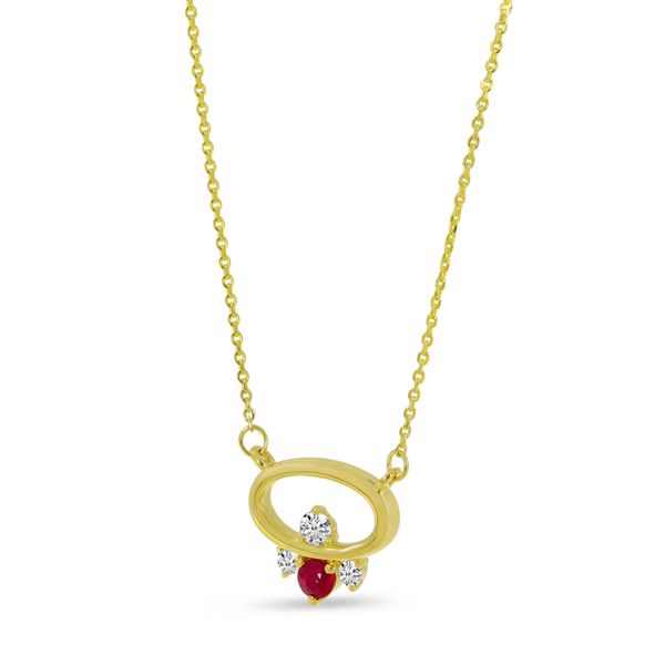 14K Yellow Gold Ruby & Diamond East 2 West Open Oval Necklace Image 2 Lake Oswego Jewelers Lake Oswego, OR