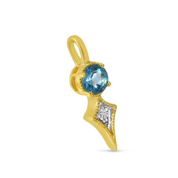 14K Yellow Gold Blue Topaz and Diamond Pendant Image 2 Lennon's W.B. Wilcox Jewelers New Hartford, NY