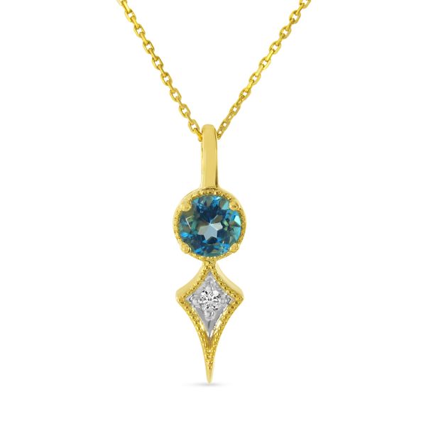 14K Yellow Gold Birthstone and Diamond Pendant Image 3 Karen's Jewelers Oak Ridge, TN