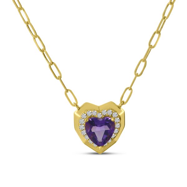 14K Yellow Gold Semi-Precious Heart Halo Necklace Glatz Jewelry Aliquippa, PA