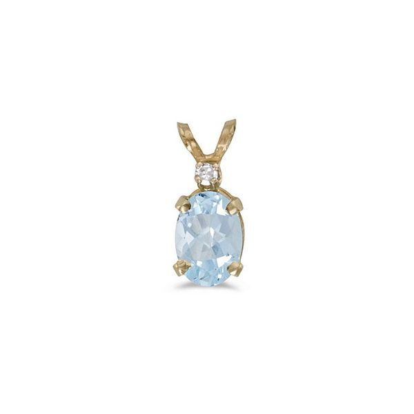 Oval Aquamarine & Diamond Pendant