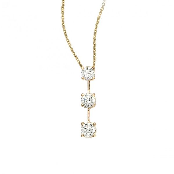 3 Stone Diamond Necklace Pendant For Women In 14K White Gold