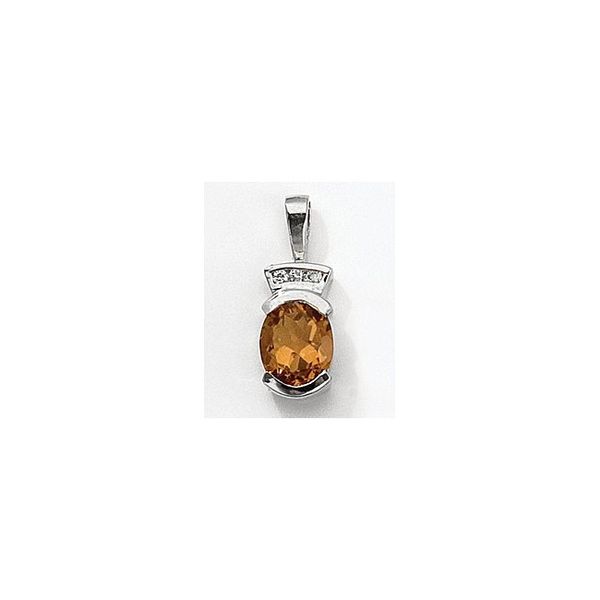 14K White Gold Oval Citrine and Diamond Pendant Priddy Jewelers Elizabethtown, KY