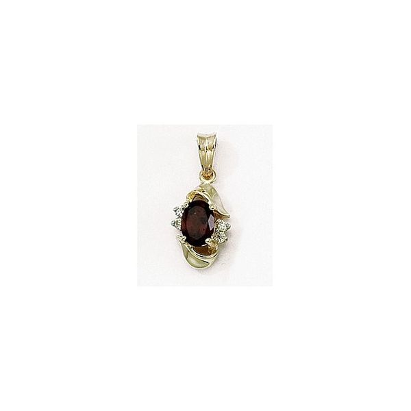 14K Yellow Gold Oval Garnet and Diamond Pendant Priddy Jewelers Elizabethtown, KY
