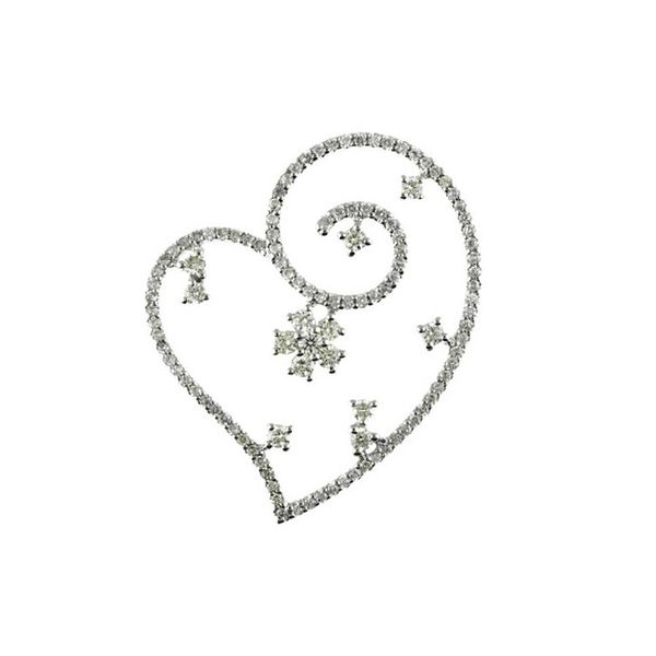 14K White Gold .57 Ct Floating Diamond Heart Pendant Priddy Jewelers Elizabethtown, KY