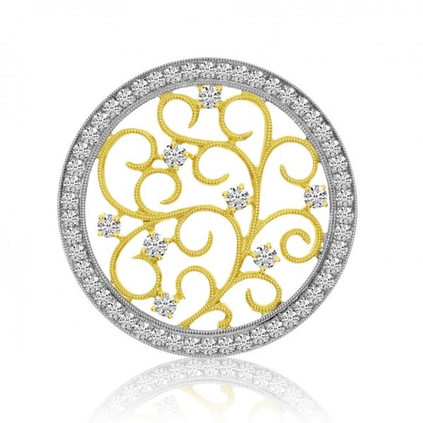 14K Yellow and White Gold two Tone Antique Diamond Circle Pendant Lewis Jewelers, Inc. Ansonia, CT