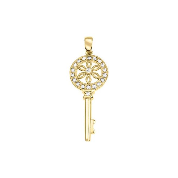 14K Yellow Gold Diamond Key Pendant Priddy Jewelers Elizabethtown, KY