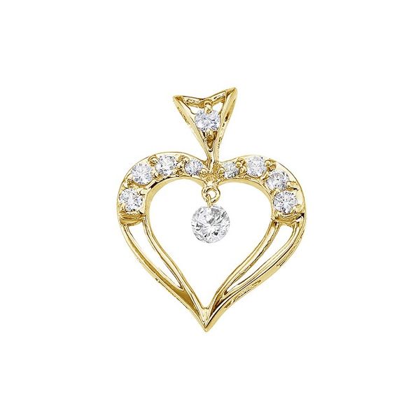 14K Yellow Gold Dashing Diamond Heart Pendant Karen's Jewelers Oak Ridge, TN