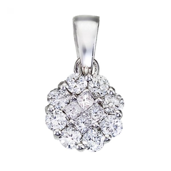 14K White Gold Diamond Clustaire Pendant Jones Jeweler Celina, OH