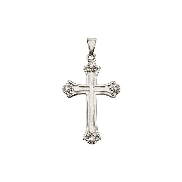 14k White Gold Over Sterling Silver Mens Cross Pendant Necklace -  Walmart.com