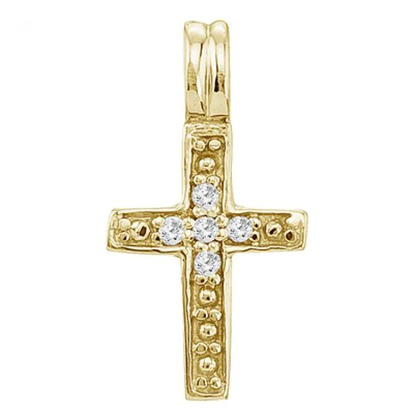 14kt Yellow Gold Religious Cross Pendant with newest Small Diamond