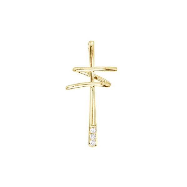 14K Yellow Gold Diamond Modern Cross Pendant Karen's Jewelers Oak Ridge, TN