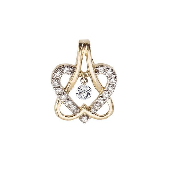14K Yellow Gold .30 Ct Diamond Double Heart Dashing Diamonds Pendant Glatz Jewelry Aliquippa, PA
