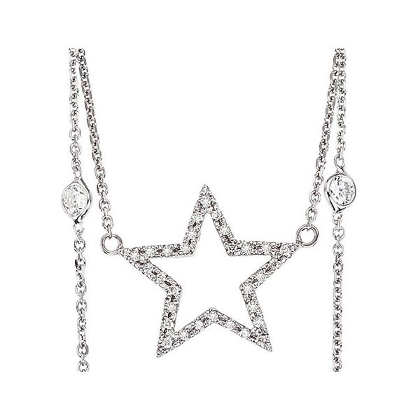 14K White Gold .50 Ct Diamond By the Yard Star Pendant Necklace Karen's Jewelers Oak Ridge, TN