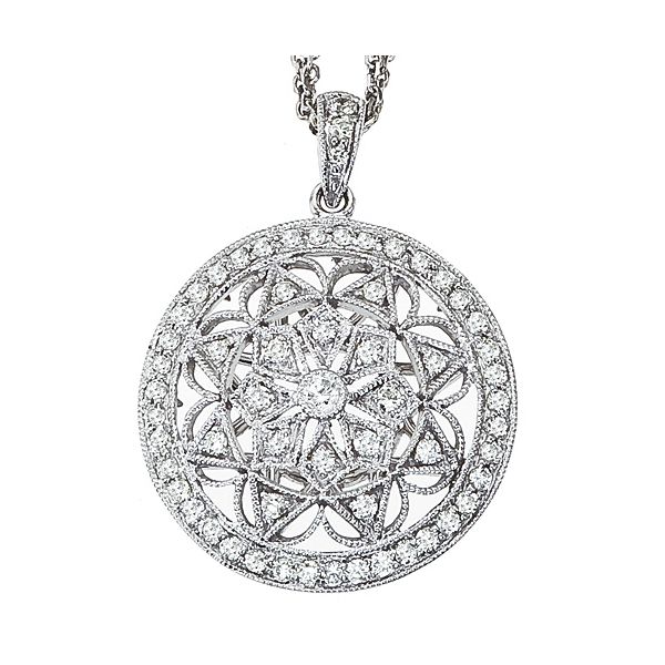 14K White Gold .98 Ct Disc Pendant Diamond By the Yard Necklace Image 3 Priddy Jewelers Elizabethtown, KY