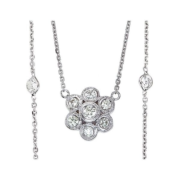 14K White Gold .82 Ct Diamond Clover Pendant Diamond by the Yard Necklace Karen's Jewelers Oak Ridge, TN