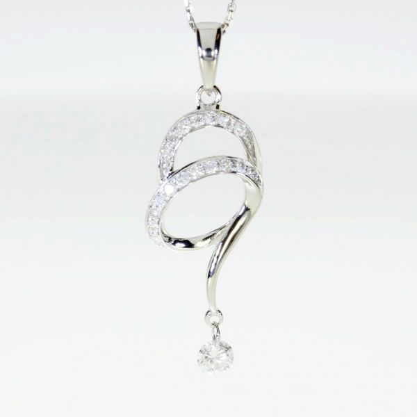 14K White Gold .19 Ct Dashing Diamonds Swirl Pendant Priddy Jewelers Elizabethtown, KY