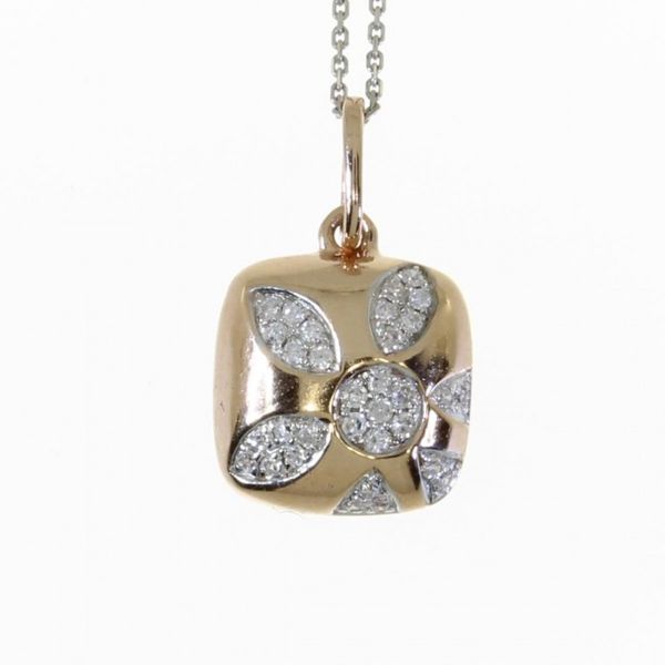 14K Rose Gold Square Fashion Pendant with .10 Ct Diamond Karen's Jewelers Oak Ridge, TN
