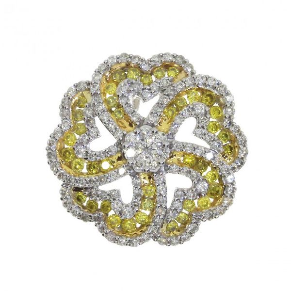 14K White Gold 1.15 Ct White and Natural Yellow Diamond Swirl Pendant Karen's Jewelers Oak Ridge, TN