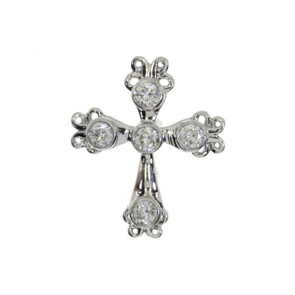 14K White Gold .25 Ct Diamond Bezel Fashion Cross Karen's Jewelers Oak Ridge, TN