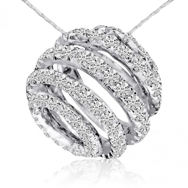 14K White Gold 1.98 Ct Diamond Ball Fashion Pendant Karen's Jewelers Oak Ridge, TN