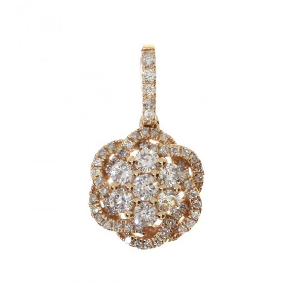 14K Rose Gold .73 ct Diamond Flower Cluster Fashion Pendant Karen's Jewelers Oak Ridge, TN