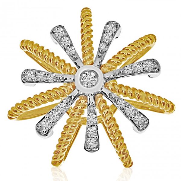 14K Two Tone White and Yellow Gold Diamond Fashion Starburst Pendant Karen's Jewelers Oak Ridge, TN