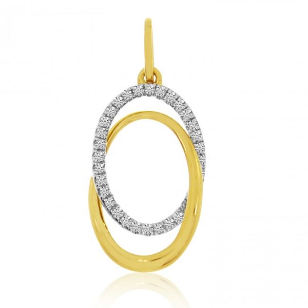 14K Yellow Gold Concentric Oval Single Cut Diamonds Fashion Pendant Priddy Jewelers Elizabethtown, KY