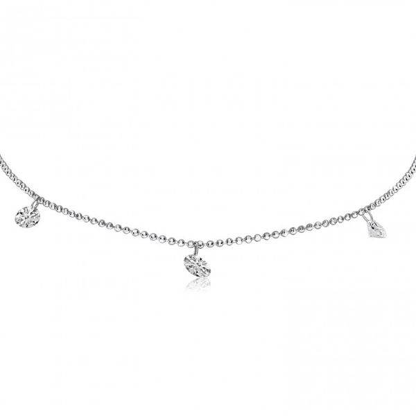 14K White Gold 3 Stone .55 Ct Dashing Diamond 18 inch Necklace Glatz Jewelry Aliquippa, PA