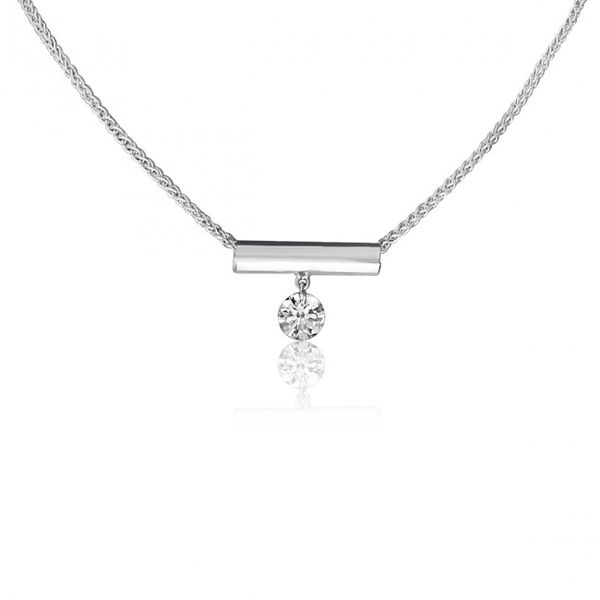 14K White Gold Single Diamond Bar Dashing Diamond Fashion Necklace John Herold Jewelers Randolph, NJ