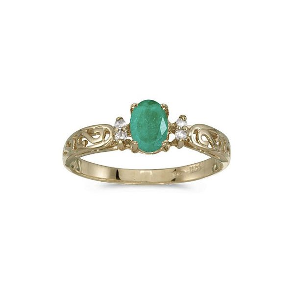 Buy 10K Yellow Gold Lab Created Emerald Ring (Size 7) 0.82 ctw at ShopLC.