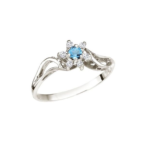 10K White Gold Blue Topaz and Diamond Star Ring Priddy Jewelers Elizabethtown, KY
