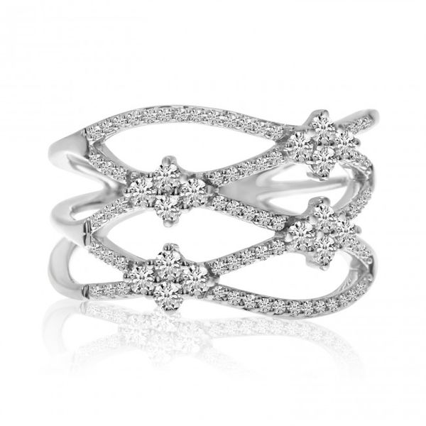 14K White Gold Diamond Criss Cross Fashion Ring Windham Jewelers Windham, ME