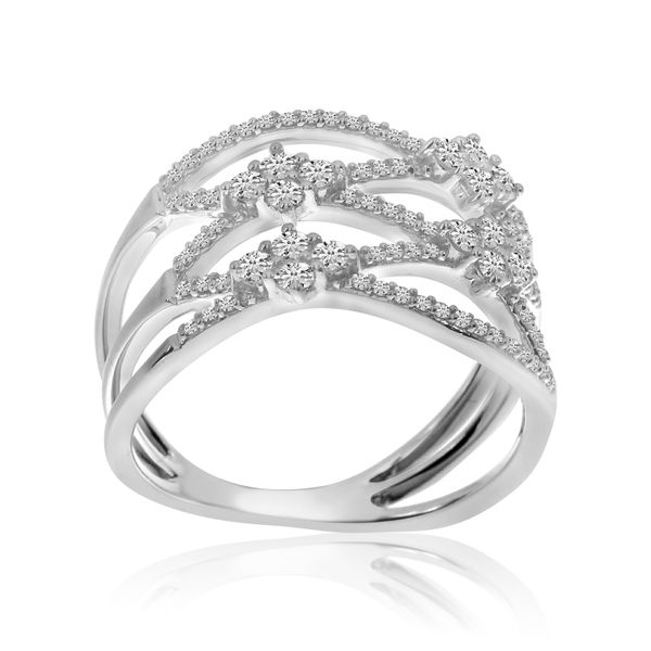 14K White Gold Diamond Criss Cross Fashion Ring Image 2 Glatz Jewelry Aliquippa, PA