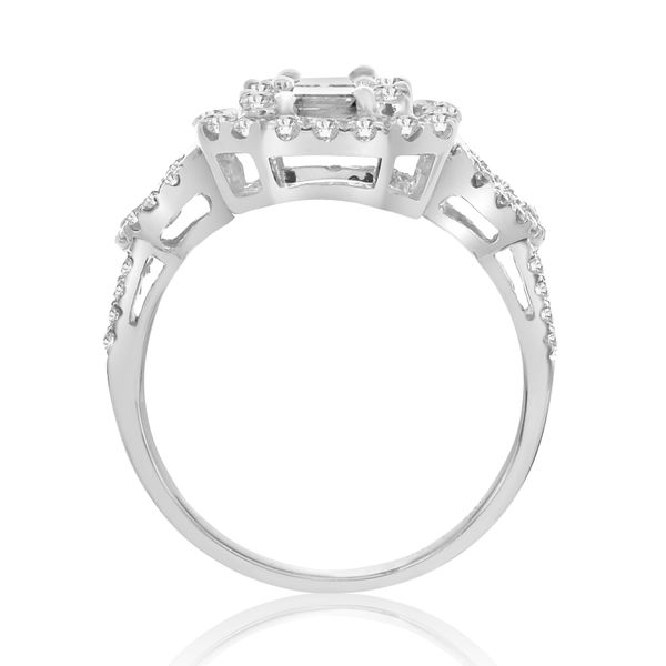 14K White Gold Baguette and Round Diamonds Fancy Cushion Ring Image 3 Castle Couture Fine Jewelry Manalapan, NJ