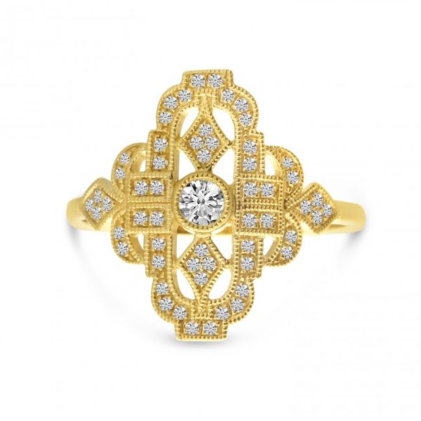 14K Yellow Gold Art Deco Diamond Ring Karen's Jewelers Oak Ridge, TN