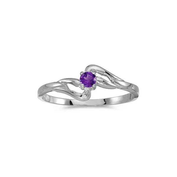 10k White Gold Round Amethyst Ring RM1039W-02