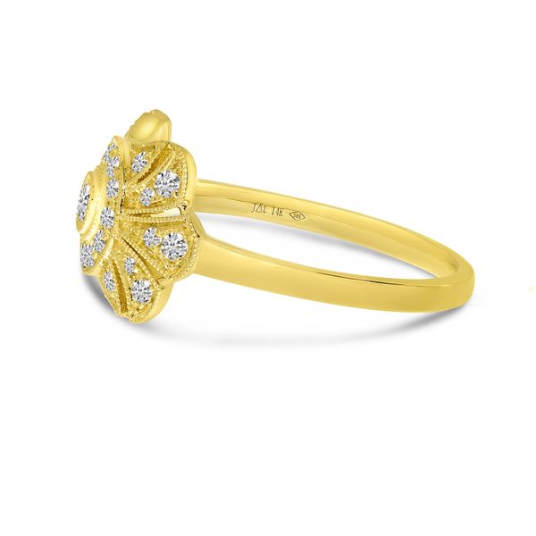 14K Yellow Gold East West Diamond Art Deco Ring Image 3 Adler's Diamonds Saint Louis, MO
