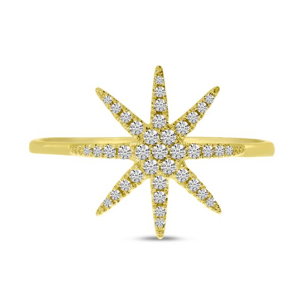 14K Yellow Gold Diamond Starburst Ring Image 2 Karen's Jewelers Oak Ridge, TN