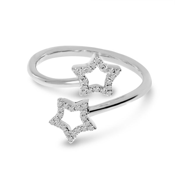14K White Gold Diamond Star Bypass Ring Image 2 Lewis Jewelers, Inc. Ansonia, CT