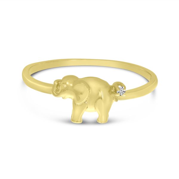 14K Yellow Gold Petite Diamond Elephant Ring Karen's Jewelers Oak Ridge, TN