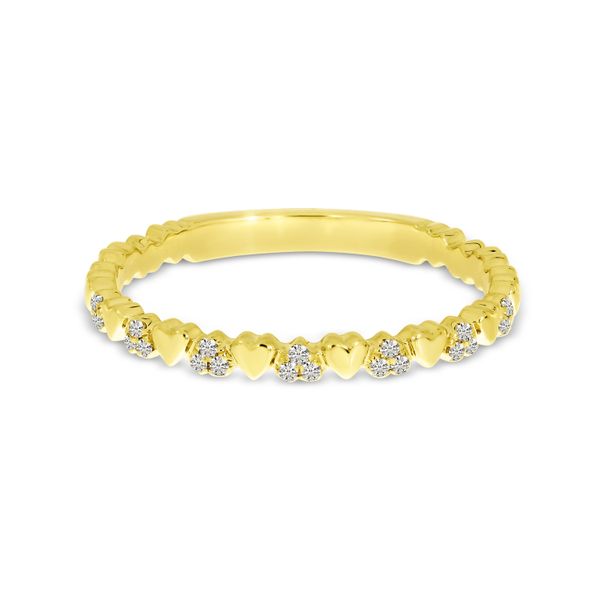14K Yellow Gold Alternating Diamond Heart Stackable Ring Windham Jewelers Windham, ME