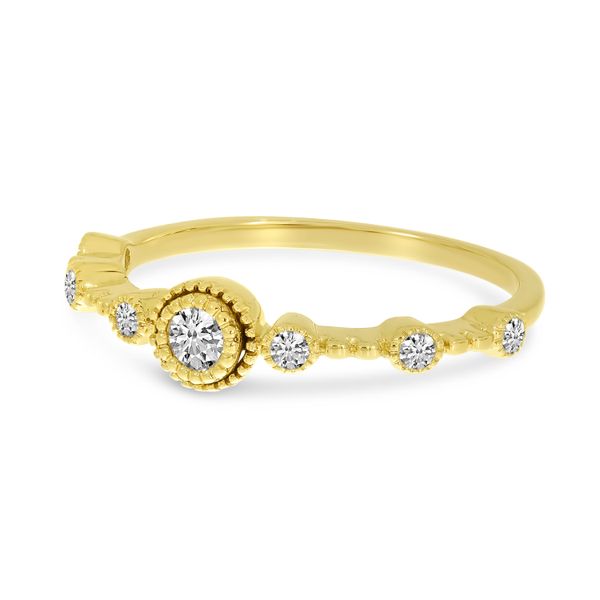 14K Yellow Gold Round Diamond Millgrain Ring Image 2 The Jewelry Source El Segundo, CA