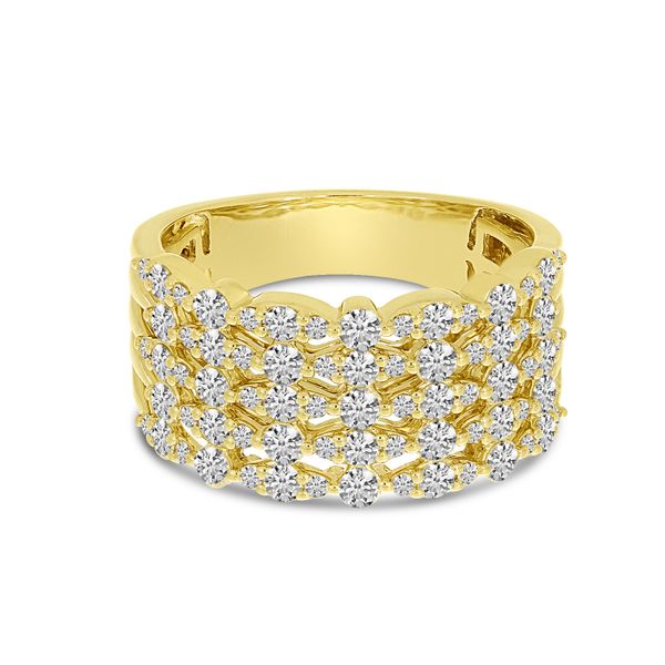 14K Yellow Gold 5-Row Diamond Wide Band Karen's Jewelers Oak Ridge, TN
