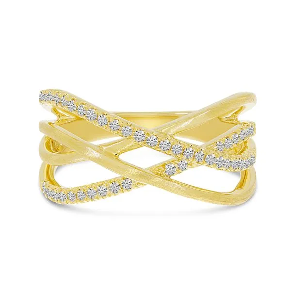 Fascinating Diamonds 3 Stone Crossover Engagement Ring Yellow Gold