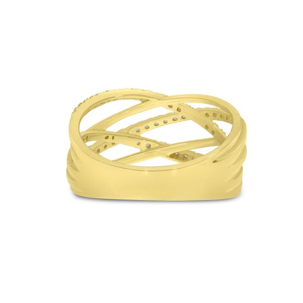 14K Yellow Brushed Gold Diamond Crossover Ring Image 3 Glatz Jewelry Aliquippa, PA