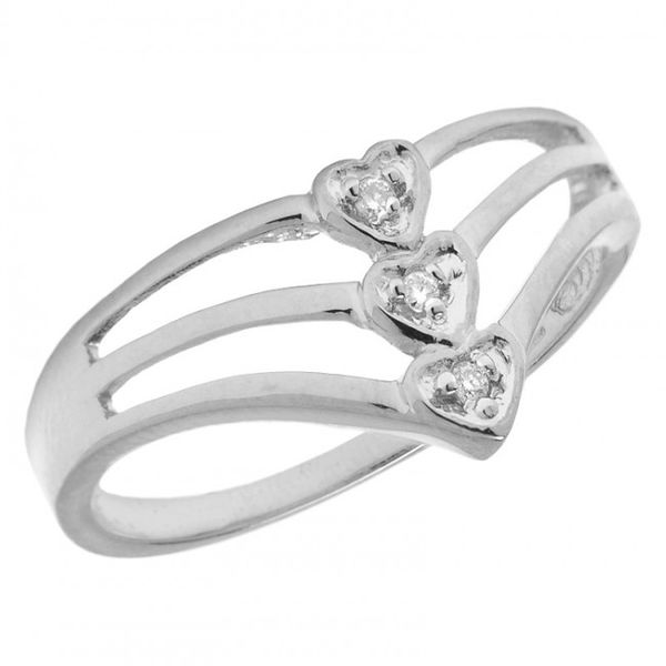14k White Gold Triple Heart Diamond Ring Rick's Jewelers California, MD